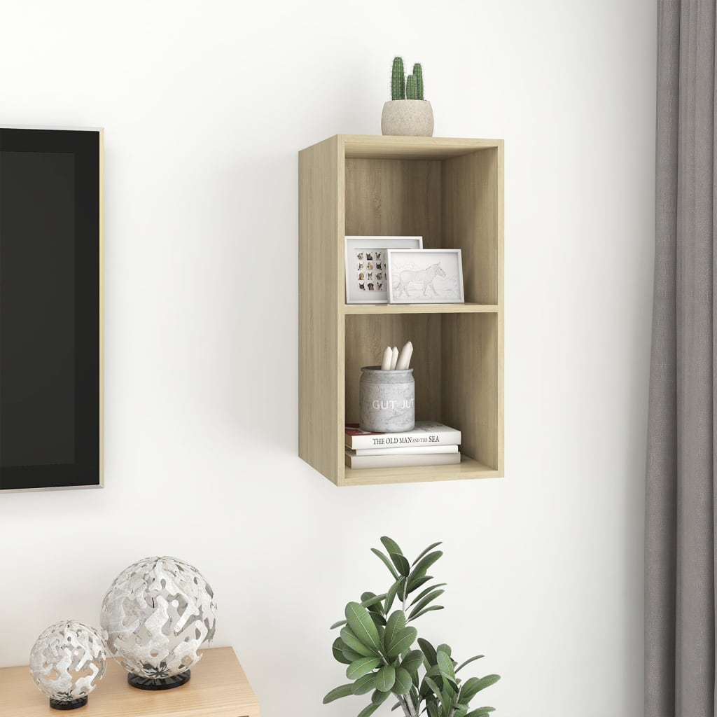 Mobile TV da Parete Rovere Sonoma 37x37x72 cm Legno Multistrato - homemem39