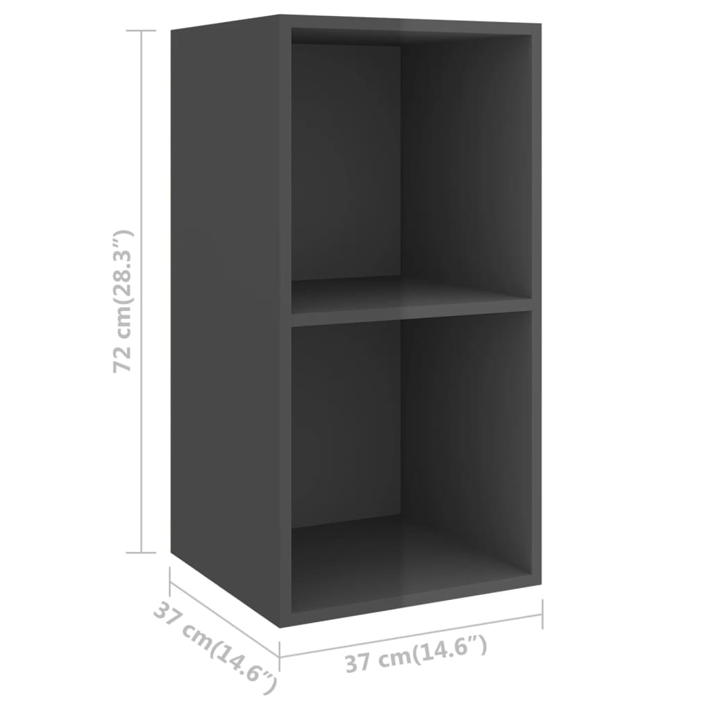 Mobile TV da Parete Grigio Lucido 37x37x72 cm Legno Multistrato | homemem39