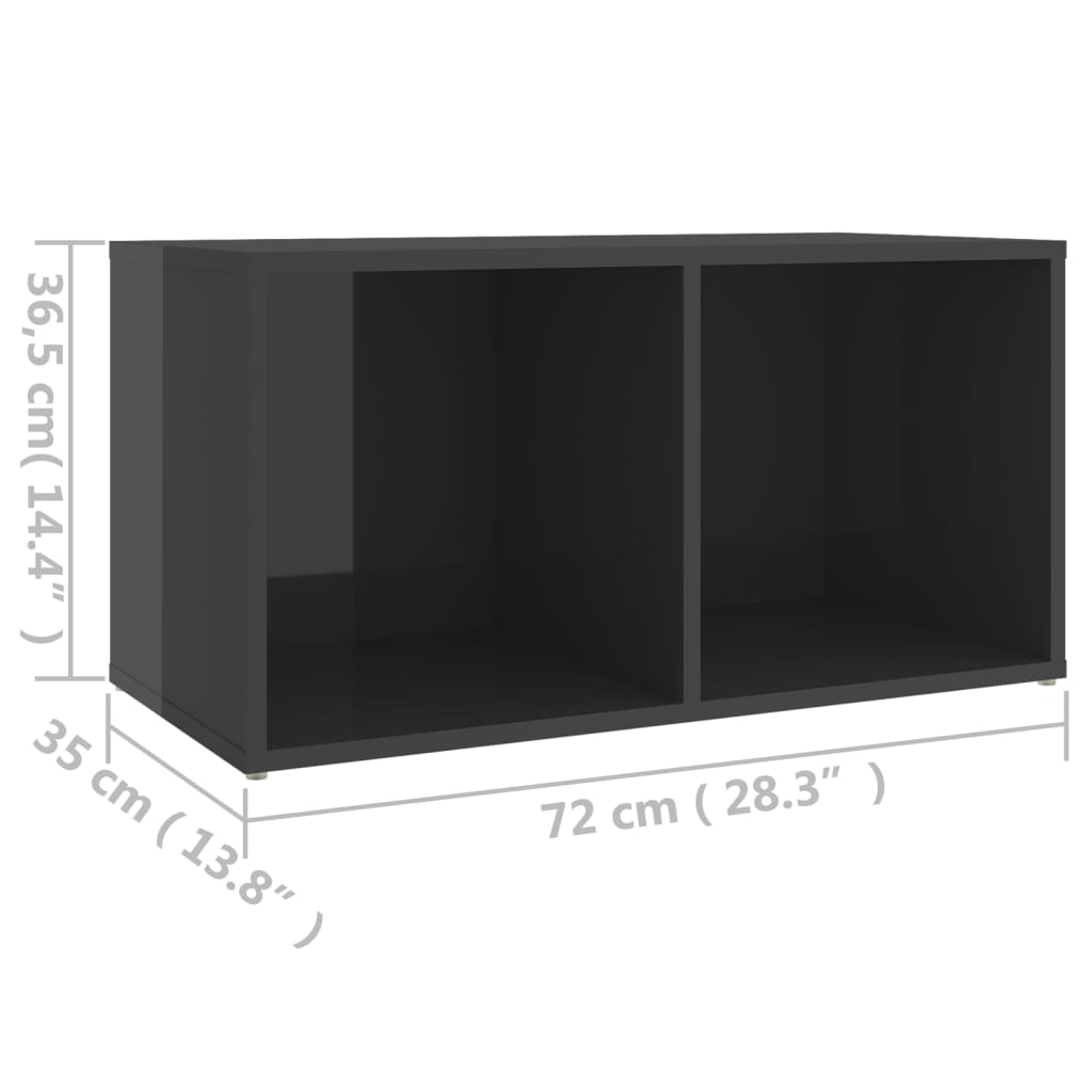 Glossy Gray TV Stand 72x35x36.5cm in Multilayer Wood