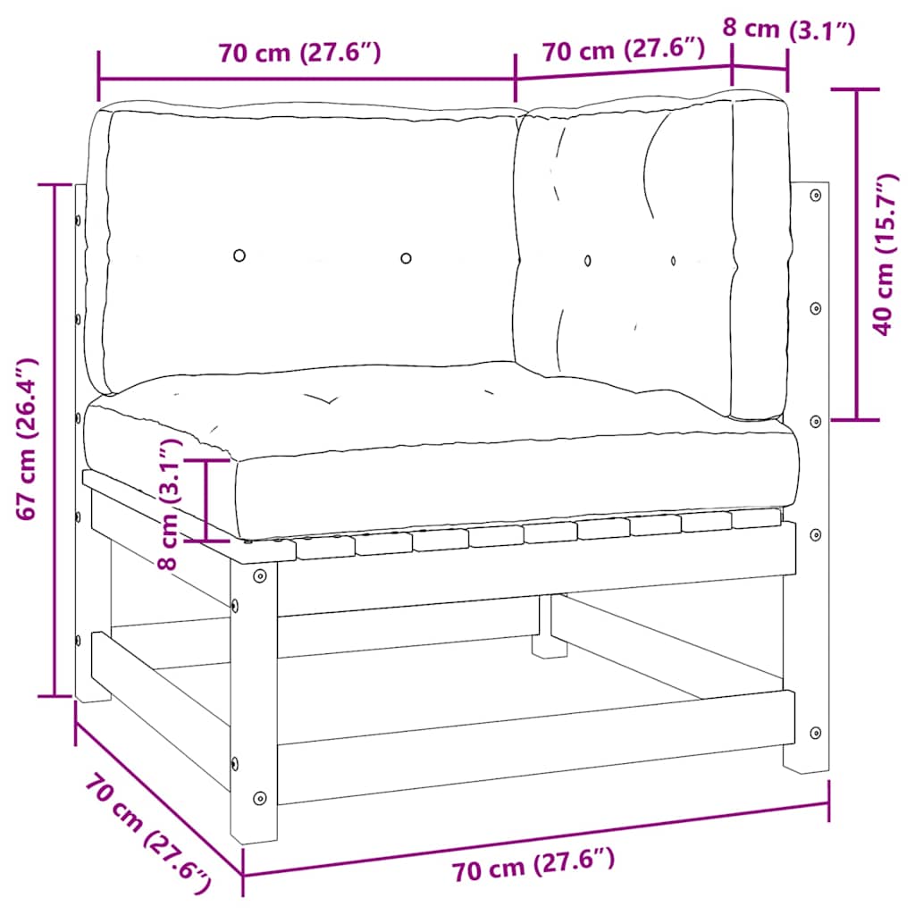 Set Divani da Giardino 2 pz con Cuscini Legno Massello di Pino