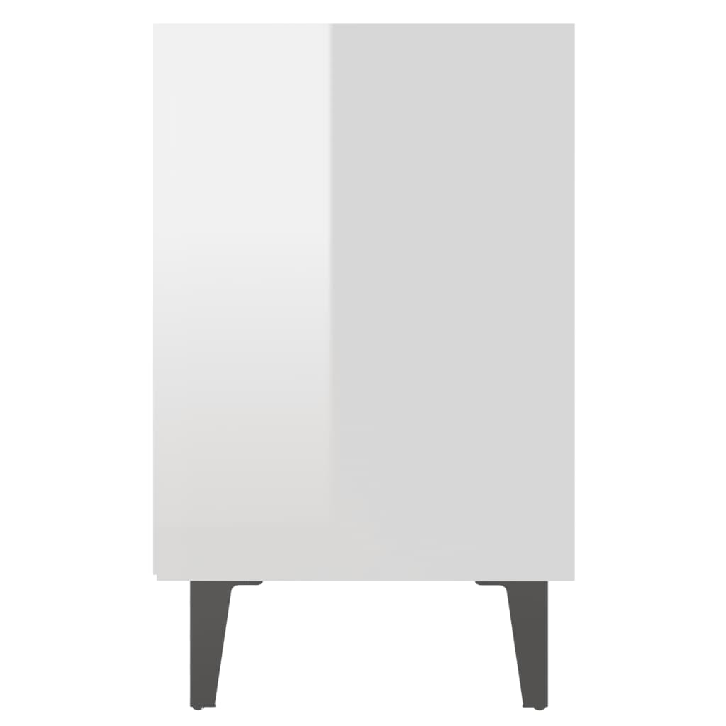 Comodino con Gambe in Metallo Bianco Lucido 40x30x50 cm - homemem39
