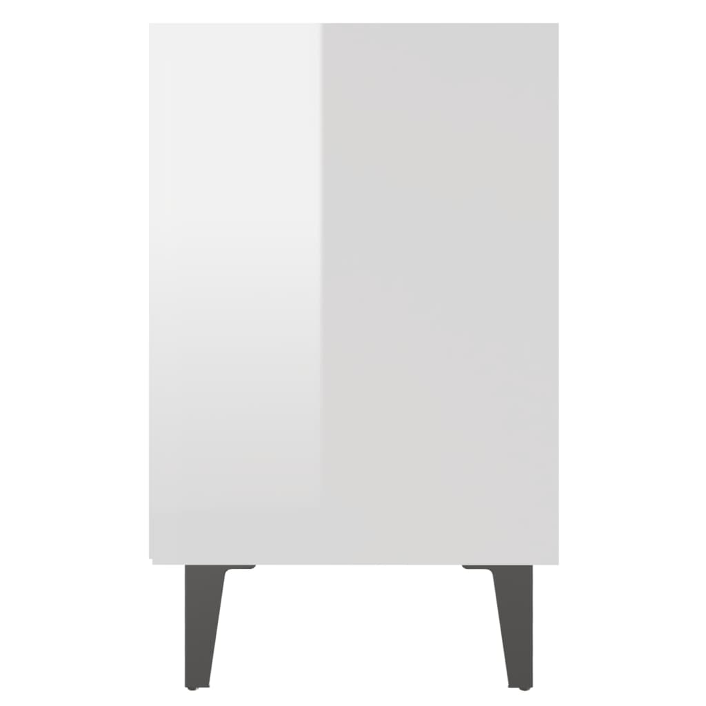 Comodini con Gambe in Metallo 2pz Bianco Lucido 40x30x50 cm - homemem39