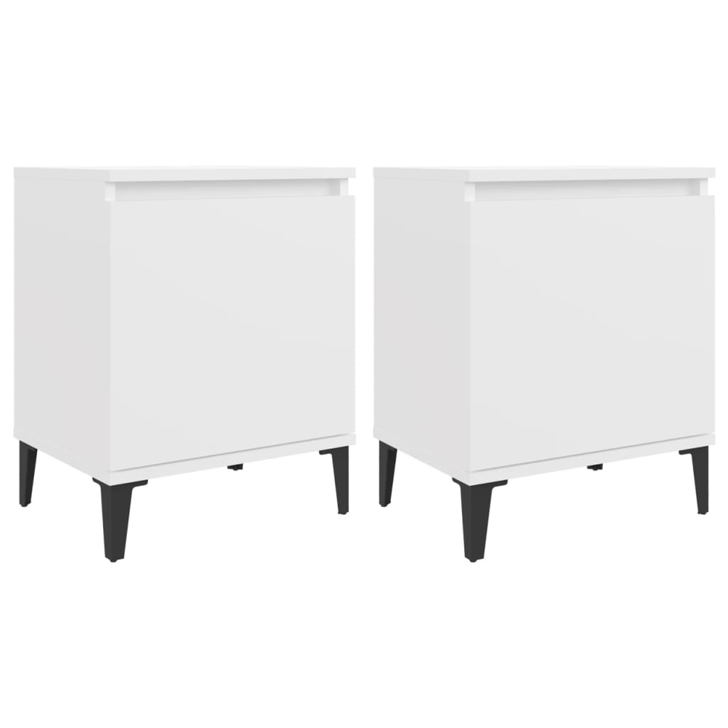 Comodini con Gambe in Metallo Bianco 40x30x50 cm - homemem39