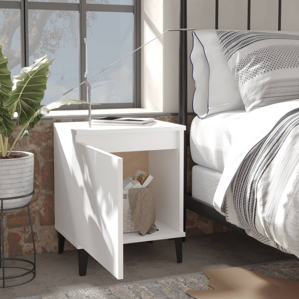 Comodini con Gambe in Metallo Bianco 40x30x50 cm - homemem39