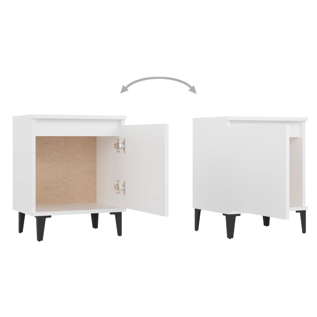 Comodini con Gambe in Metallo Bianco 40x30x50 cm - homemem39