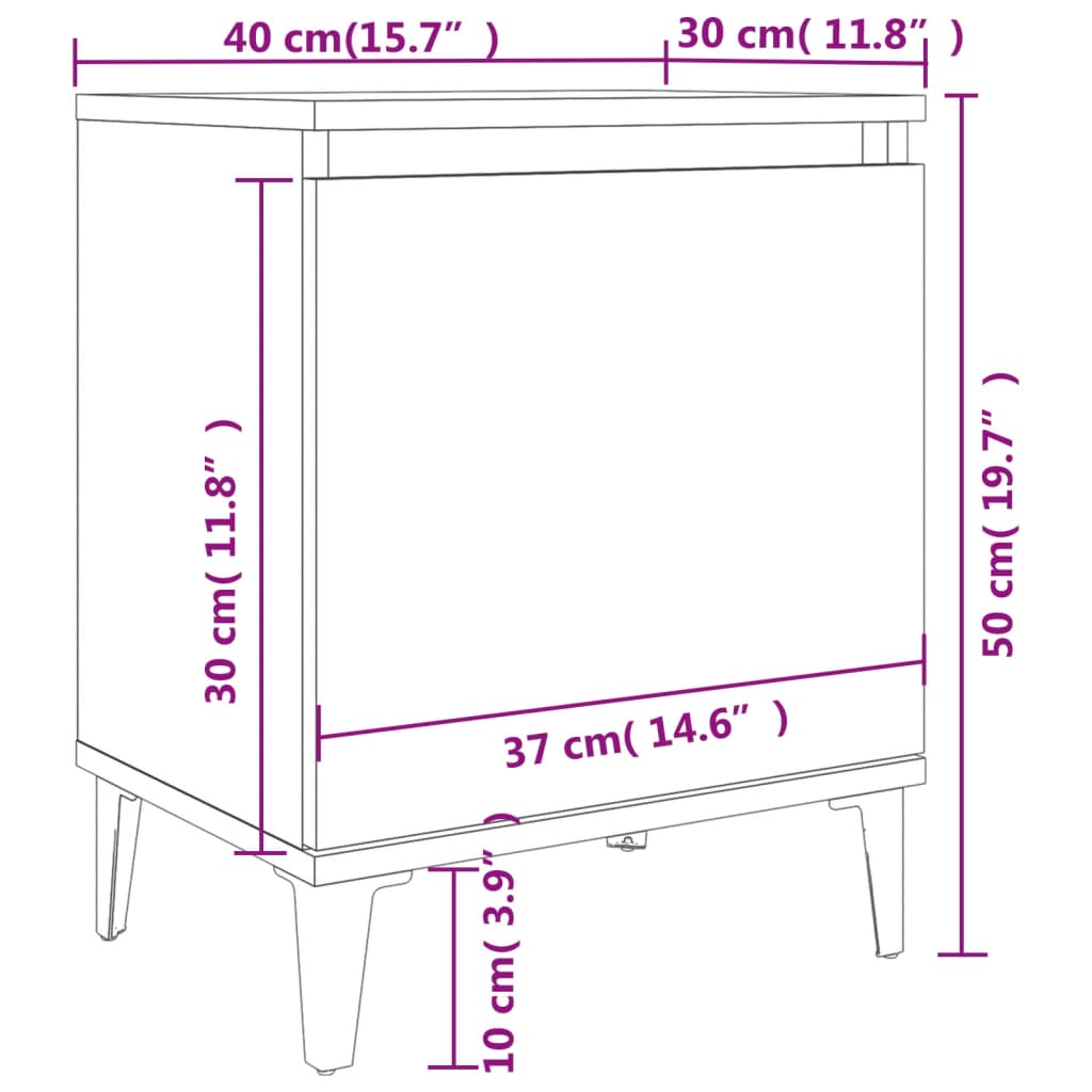 Comodini con Gambe in Metallo Bianco 40x30x50 cm - homemem39