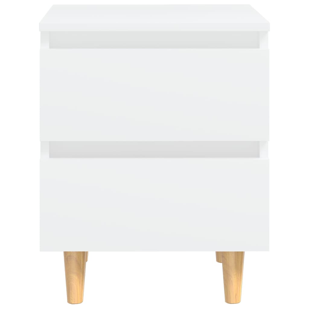 Comodino con Gambe in Pino Massello Bianco 40x35x50 cm - homemem39