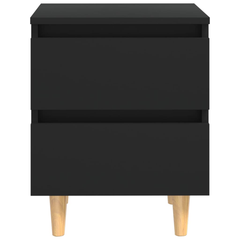 Comodino con Gambe in Pino Massello Nero 40x35x50 cm - homemem39