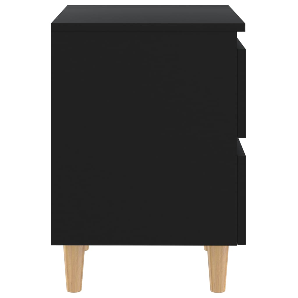 Comodini con Gambe in Pino Massello 2pz Neri 40x35x50 cm - homemem39