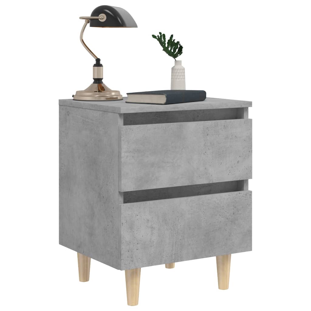 Comodino con Gambe in Pino Massello Grigio Cemento 40x35x50 cm - homemem39