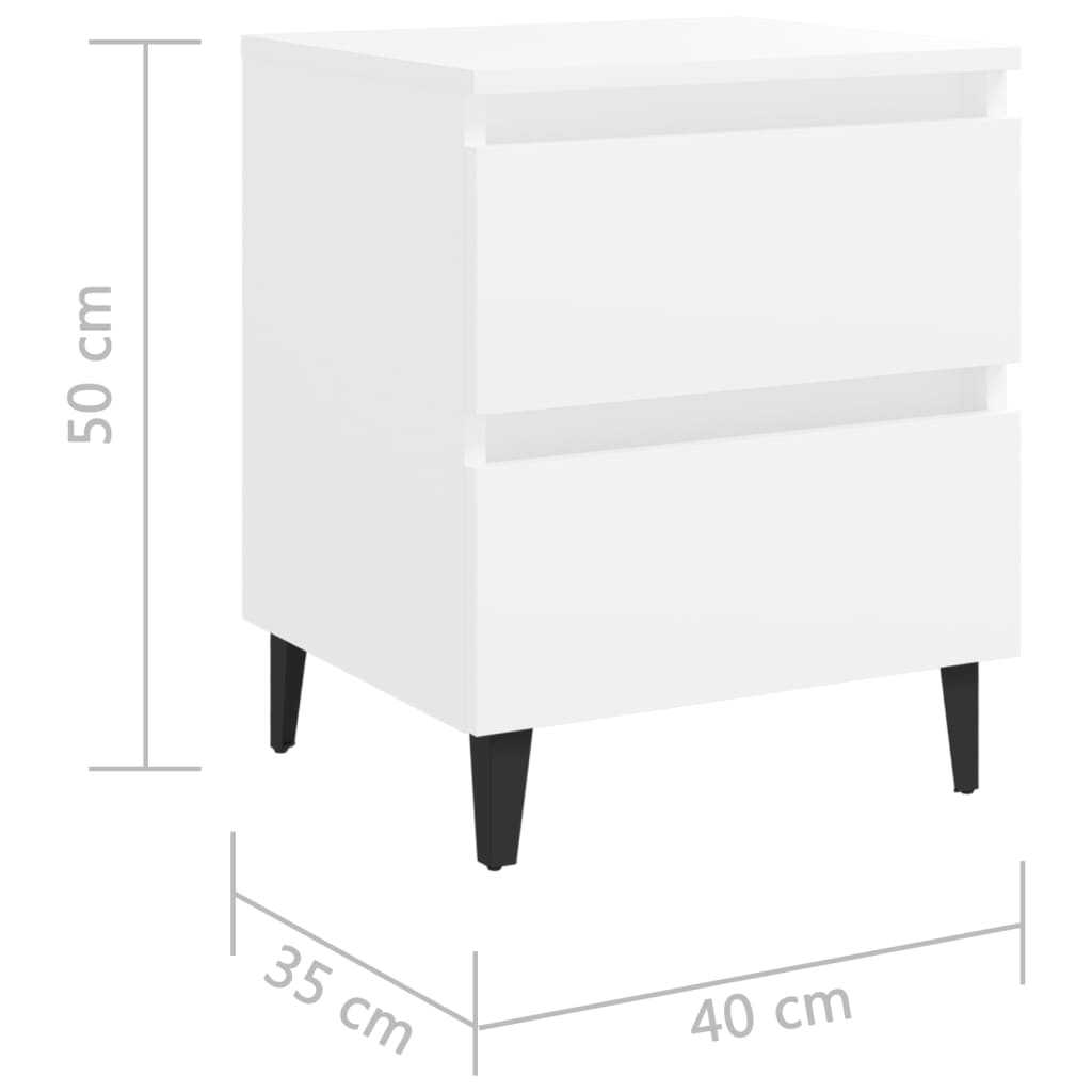 Comodini 2 pz Bianco Lucido 40x35x50 cm in Legno Multistrato - homemem39