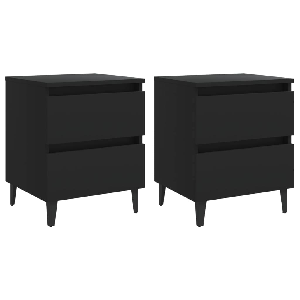 Comodini 2pz Neri 40x35x50 cm in Legno Multistrato - homemem39