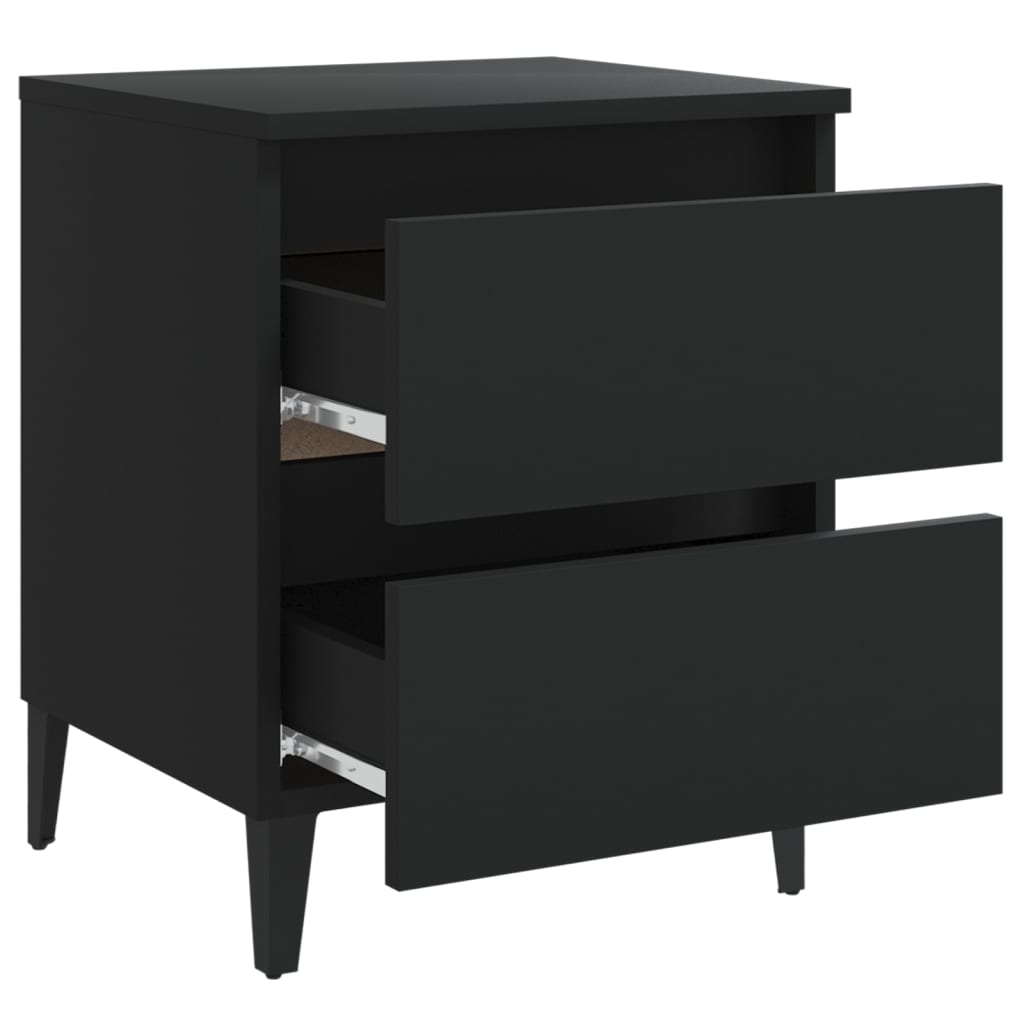 Comodini 2pz Neri 40x35x50 cm in Legno Multistrato - homemem39