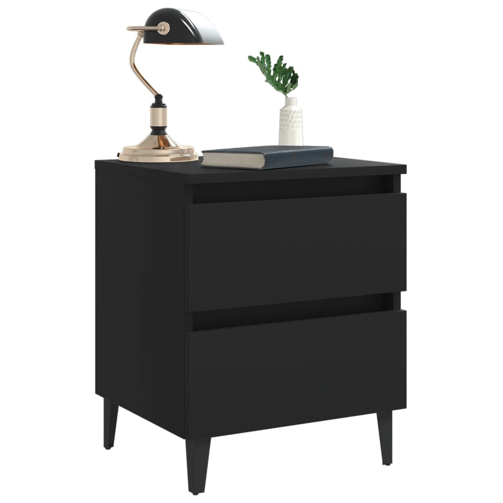 Comodini 2pz Neri 40x35x50 cm in Legno Multistrato - homemem39