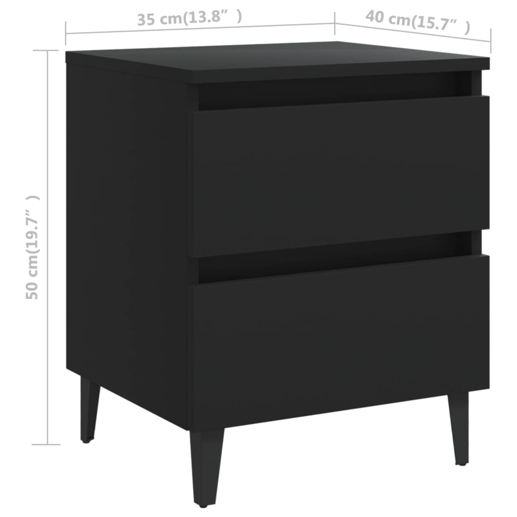 Comodini 2pz Neri 40x35x50 cm in Legno Multistrato - homemem39