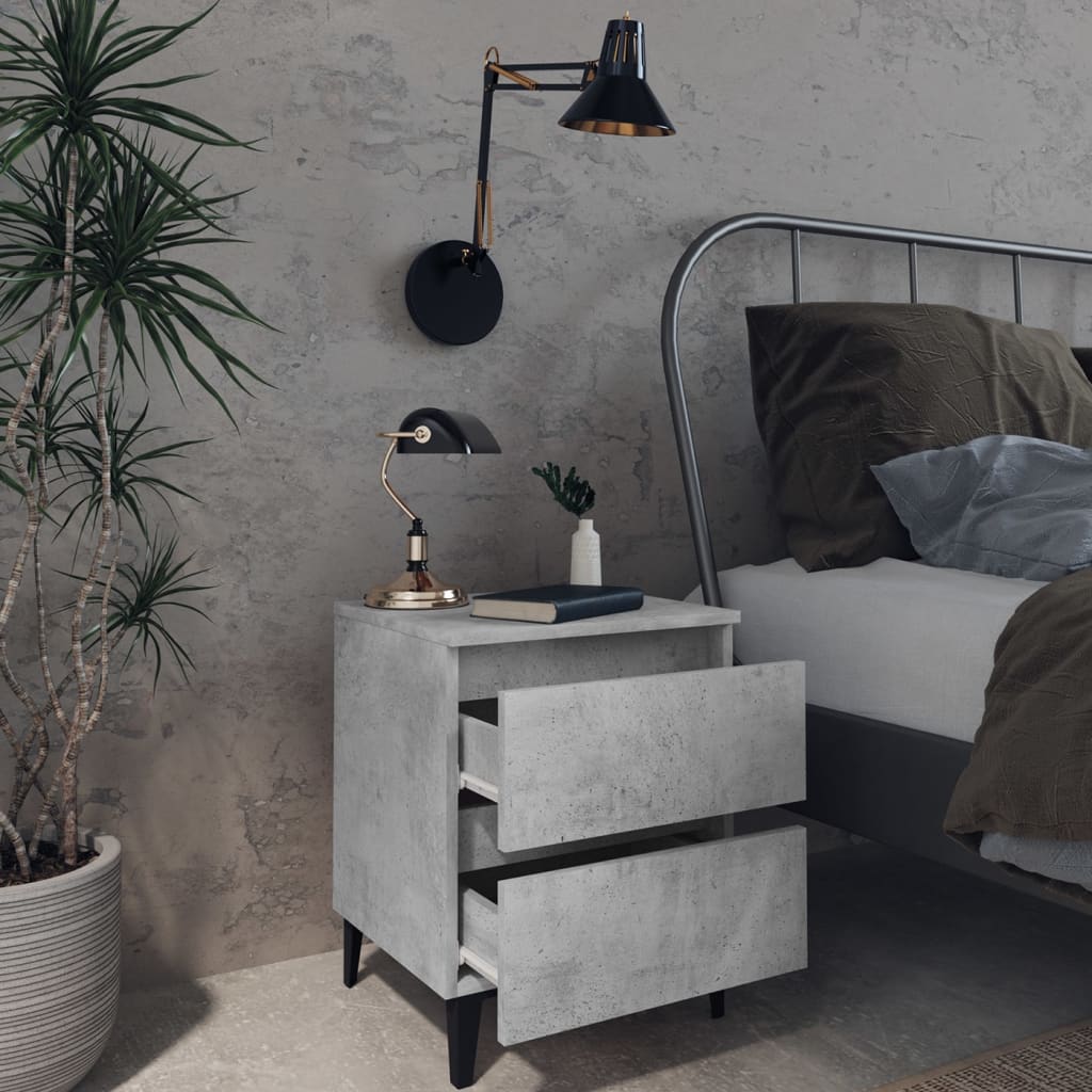 Comodini 2pz Grigio Cemento 40x35x50 cm in Legno Multistrato - homemem39