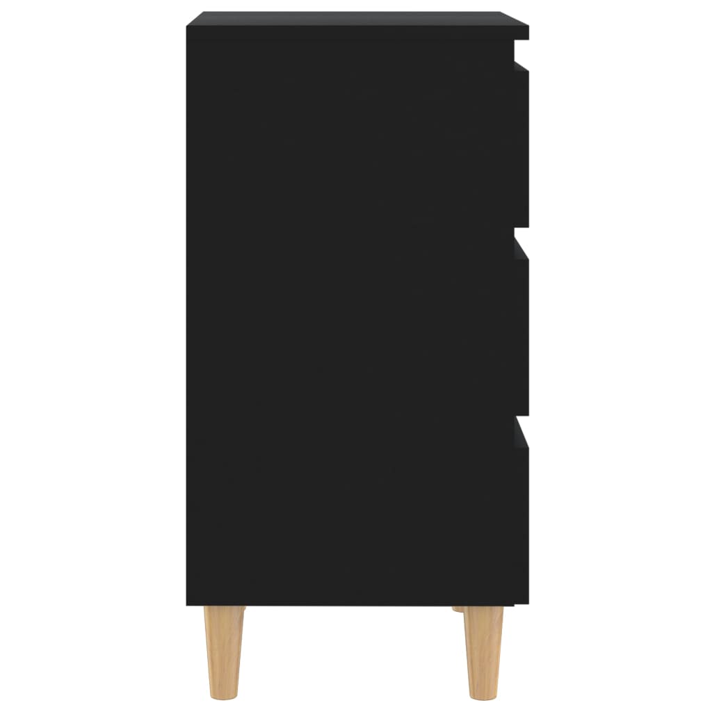 Comodino con Gambe in Legno Massello Nero 40x35x69 cm - homemem39