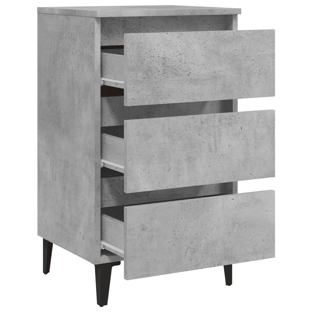Comodino con Gambe in Metallo Grigio Cemento 40x35x69 cm - homemem39