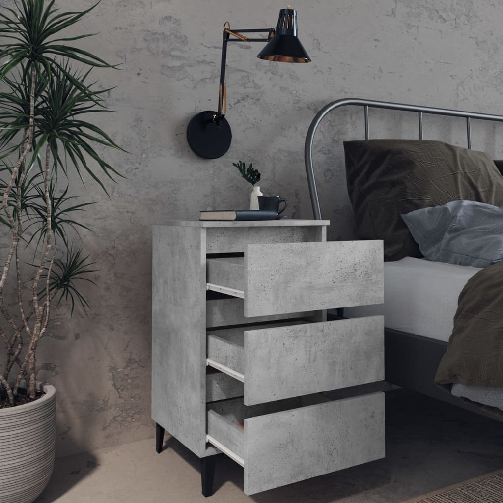 Comodini con Gambe in Metallo 2pz Grigio Cemento 40x35x69 cm - homemem39