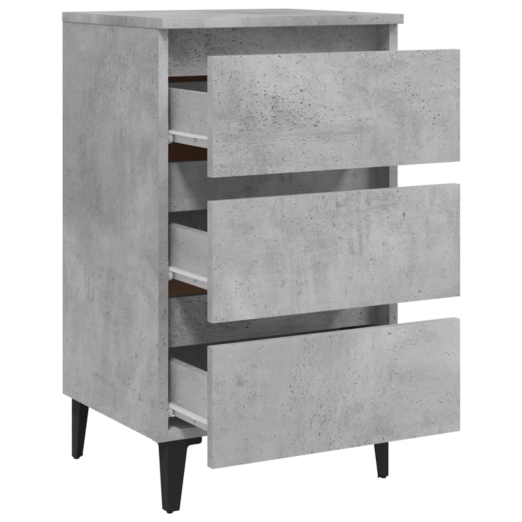 Comodini con Gambe in Metallo 2pz Grigio Cemento 40x35x69 cm - homemem39
