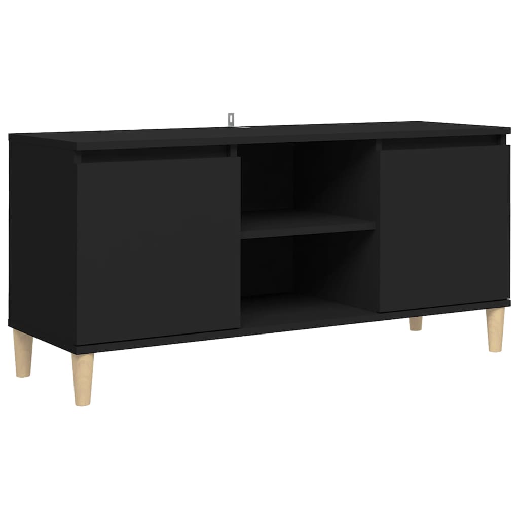 Bedside table with legs in solid black wood 103.5x30x50 cm