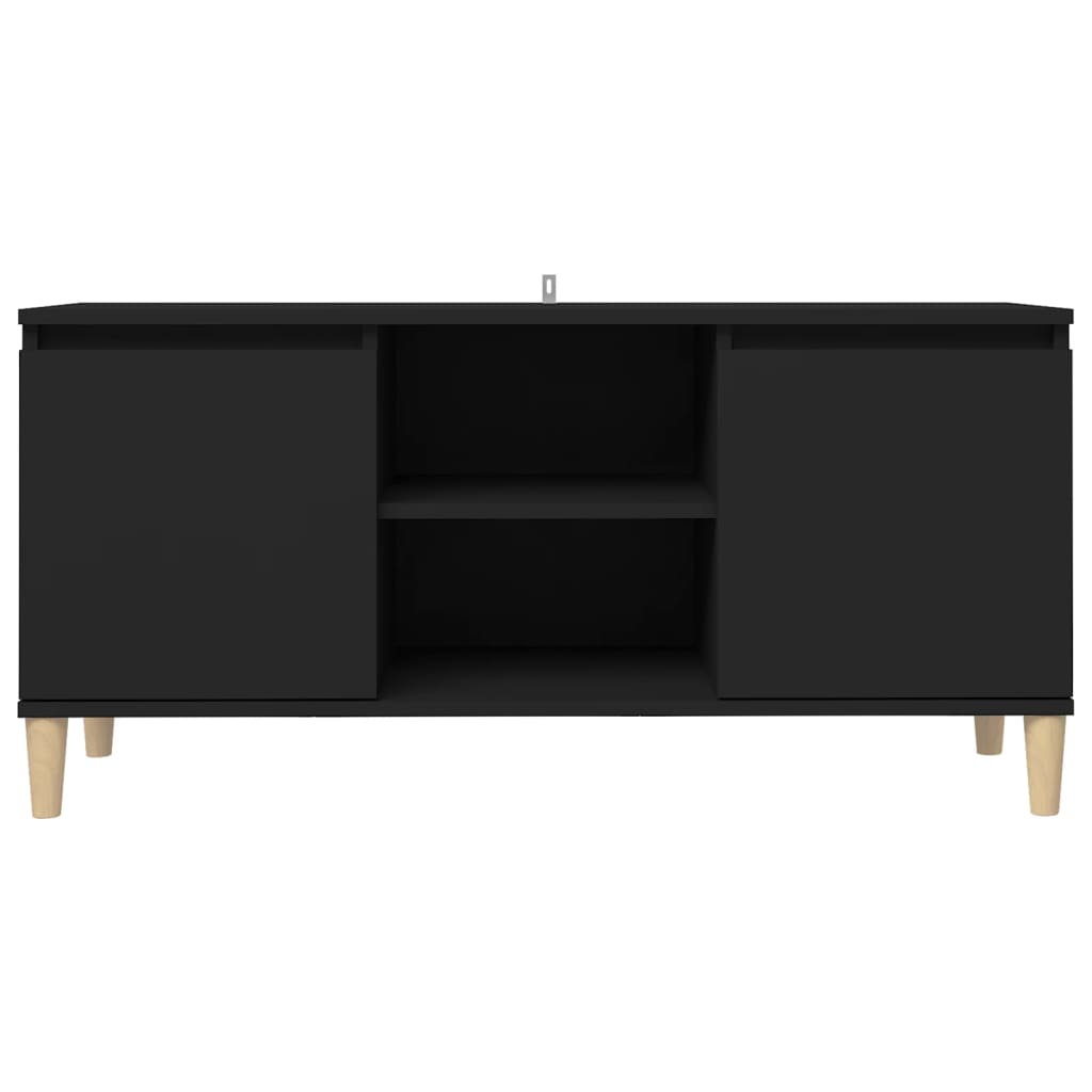 Bedside table with legs in solid black wood 103.5x30x50 cm