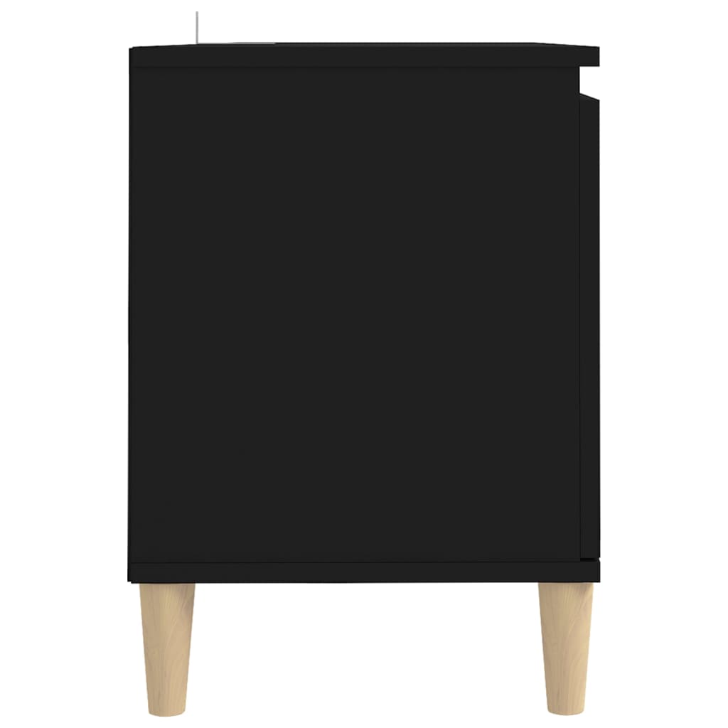 Bedside table with legs in solid black wood 103.5x30x50 cm