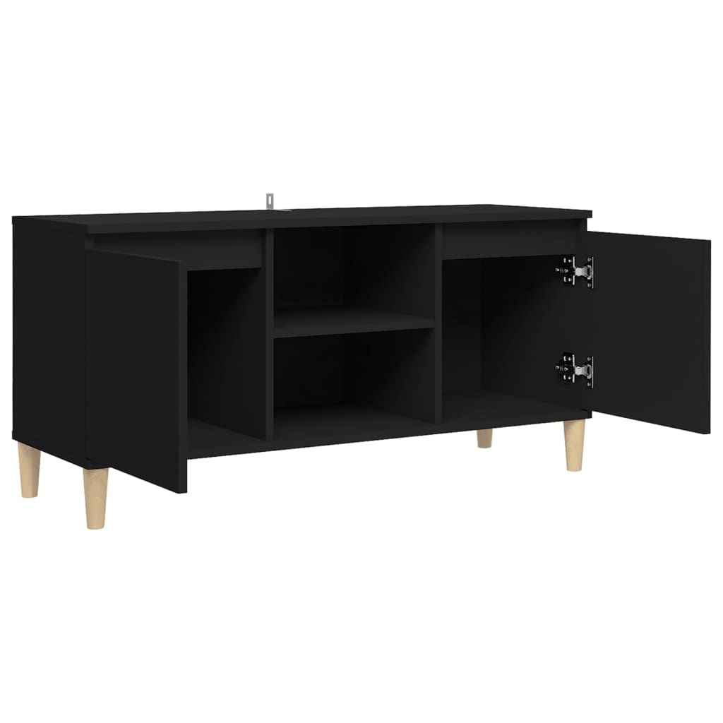 Bedside table with legs in solid black wood 103.5x30x50 cm