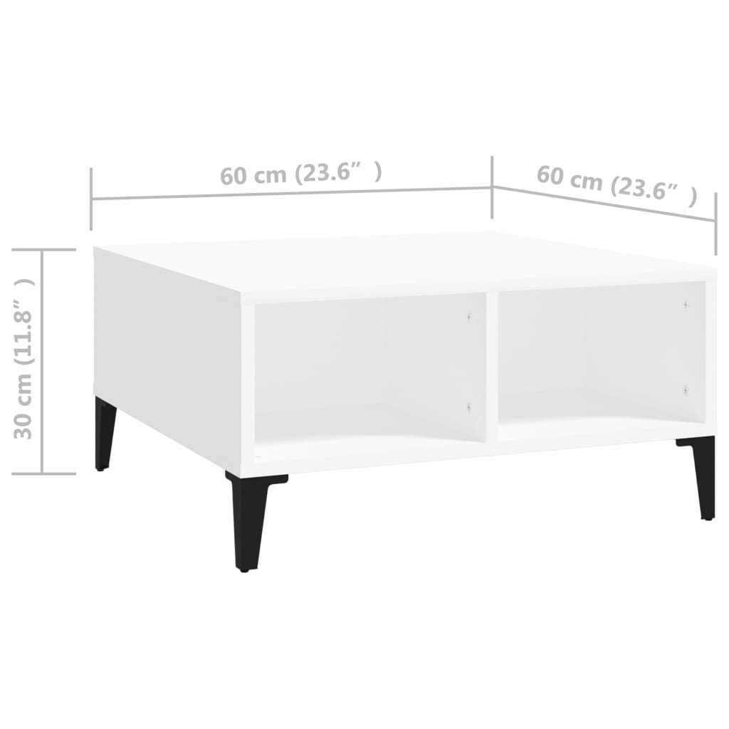 Tavolino da Salotto Bianco 60x60x30 cm in Legno Multistrato | homemem39