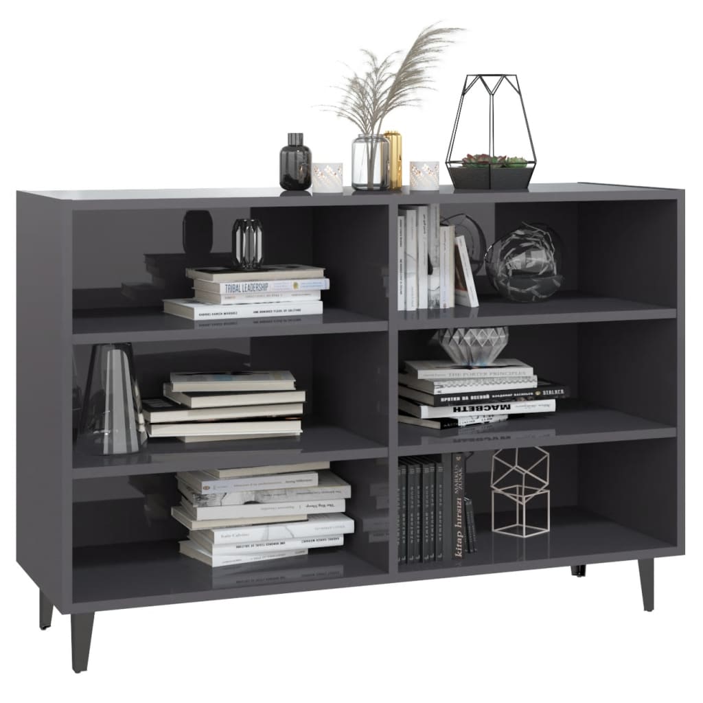 Credenza Grigio Lucido 103,5x35x70 cm in Legno Multistrato - homemem39