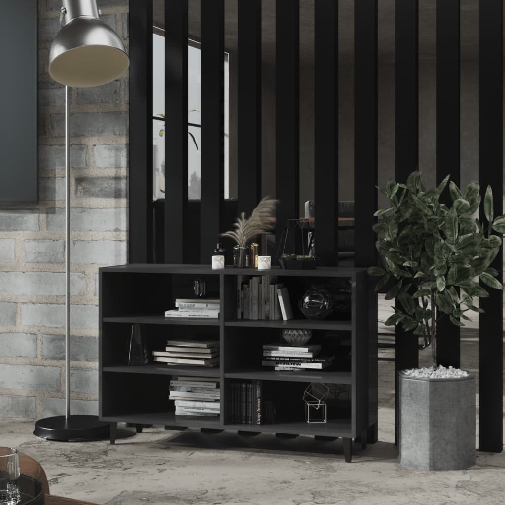 Credenza Grigio Lucido 103,5x35x70 cm in Legno Multistrato - homemem39