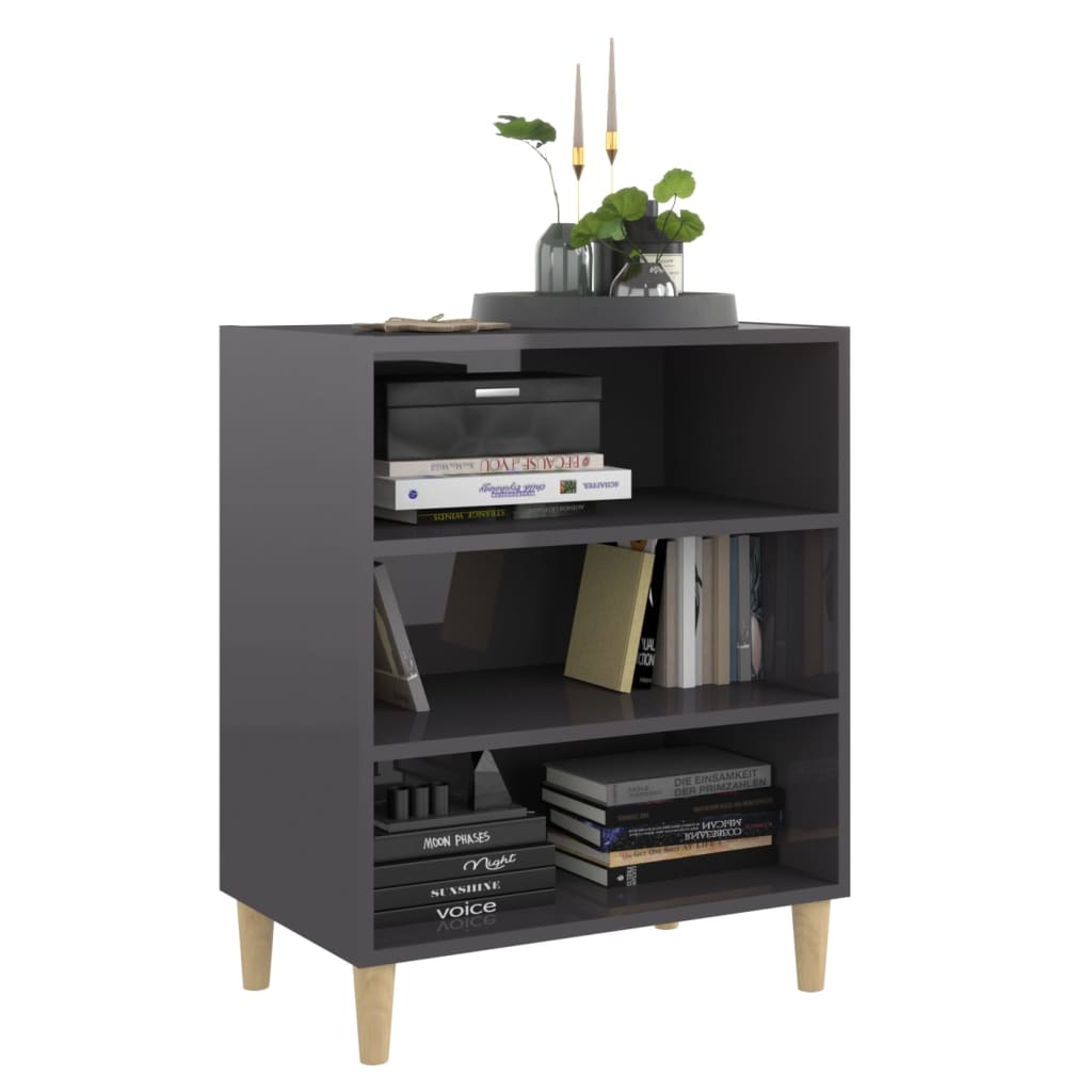 Credenza Grigio Lucido 57x35x70 cm in Legno Multistrato - homemem39