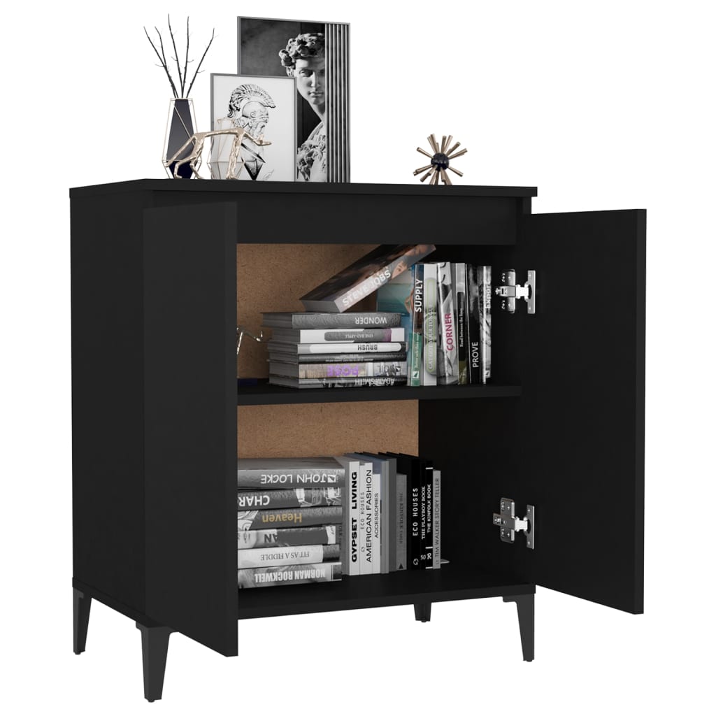 Credenza Nera 60x35x70 cm in Legno Multistrato - homemem39