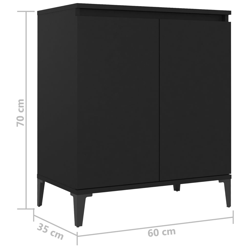 Credenza Nera 60x35x70 cm in Legno Multistrato - homemem39