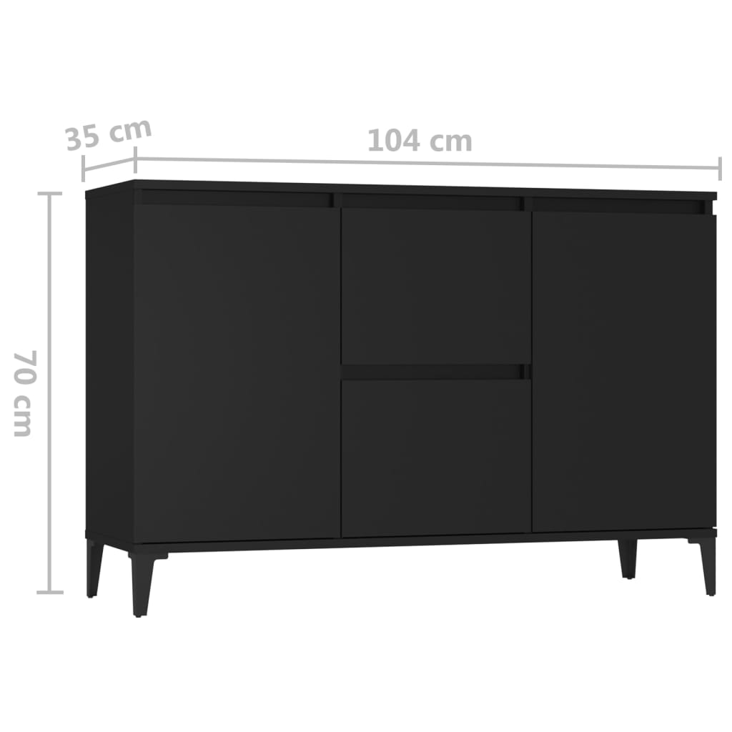Credenza Nera 102x35x70 cm in Legno Multistrato - homemem39