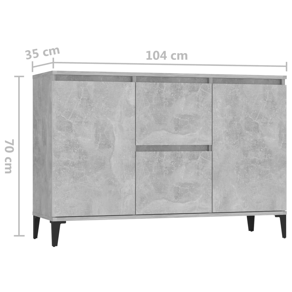 Credenza Grigio Cemento 102x35x70 cm in Legno Multistrato - homemem39
