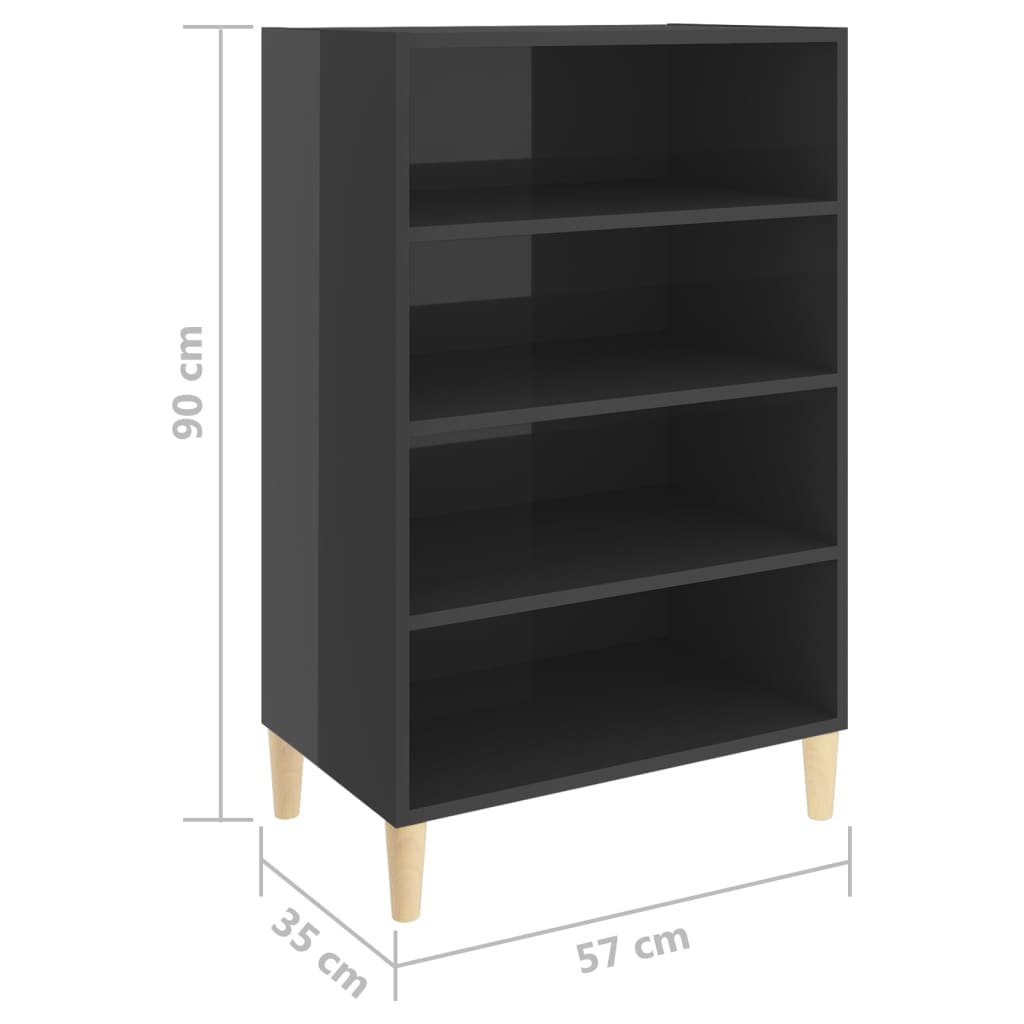 Credenza Grigio Lucido 57x35x90 cm in Legno Multistrato - homemem39