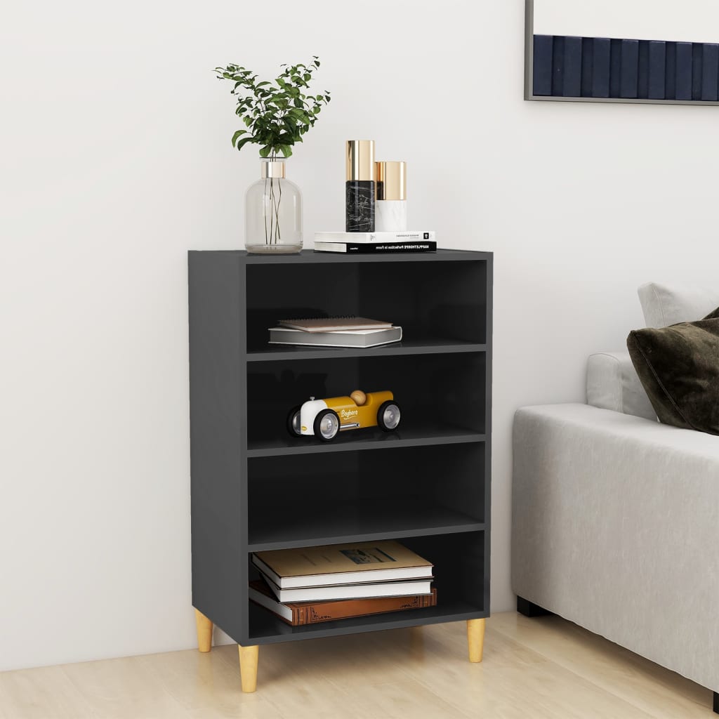 Credenza Grigio Lucido 57x35x90 cm in Legno Multistrato - homemem39