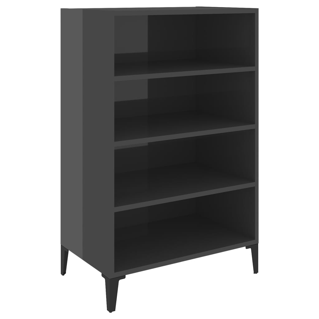 Credenza Grigio Lucido 57x35x90 cm in Legno Multistrato - homemem39