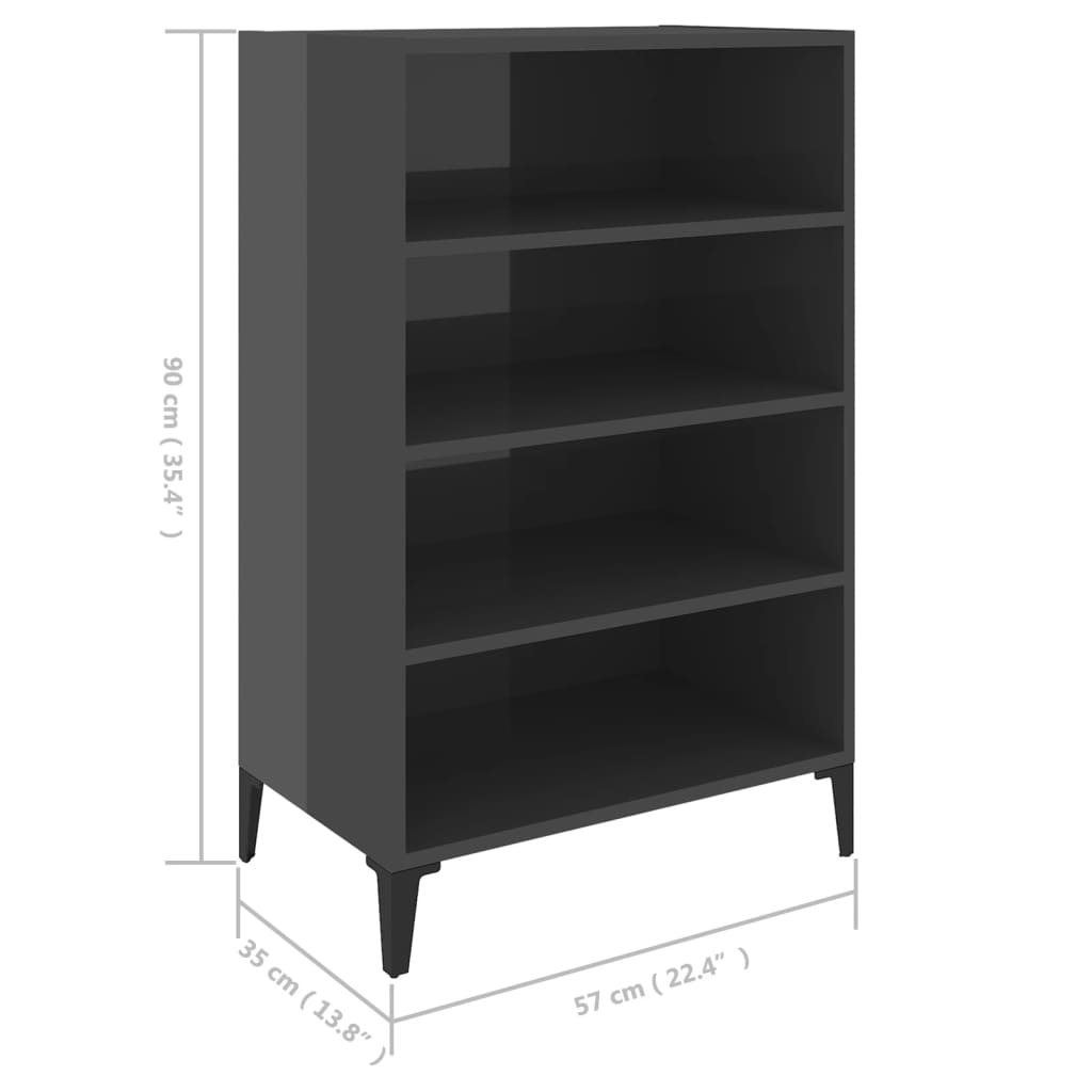 Credenza Grigio Lucido 57x35x90 cm in Legno Multistrato - homemem39