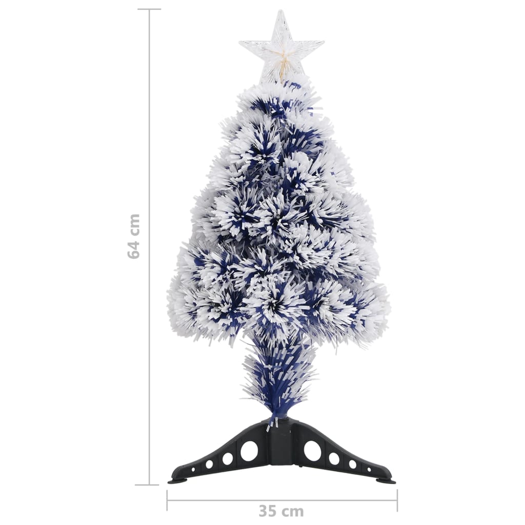 Albero Natale Preilluminato Bianco e Blu 64 cm in Fibra Ottica