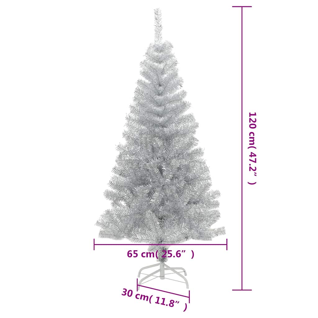 Albero di Natale Artificiale con Supporto Argento 120 cm PET | homemem39