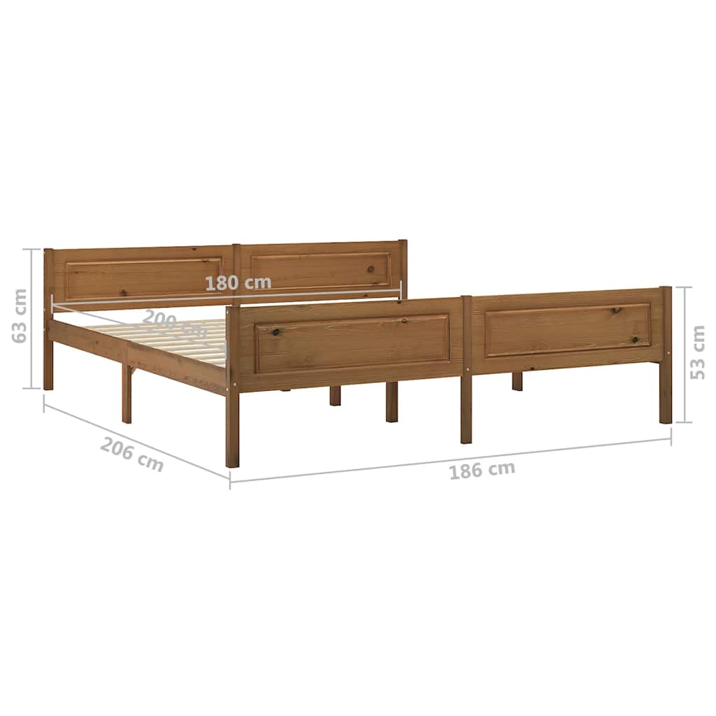 Giroletto in Legno Massello di Pino Marrone Ambrato 180x200 cm | homemem39