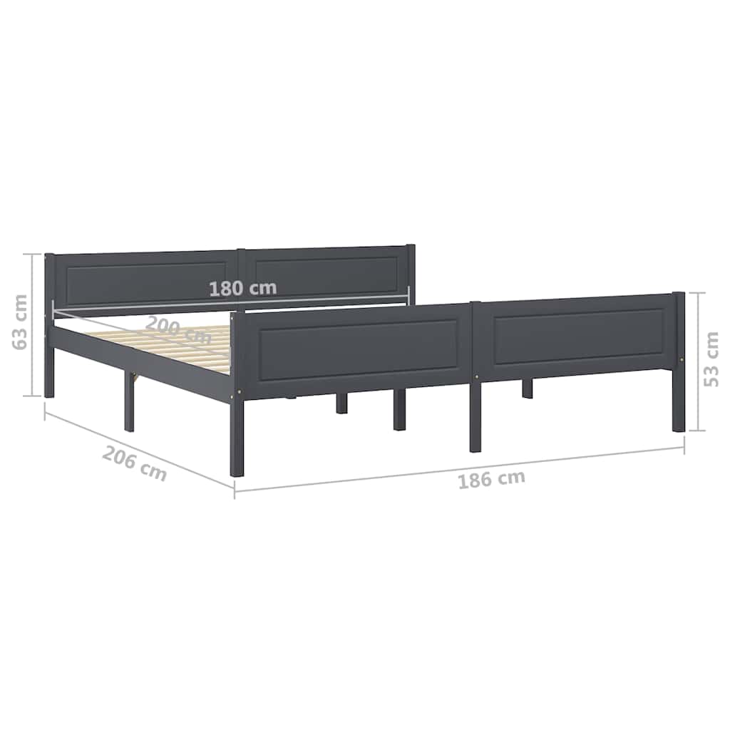 Giroletto Grigio in Legno Massello di Pino 180x200 cm | homemem39