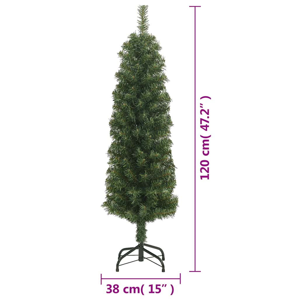 Albero di Natale Artificiale Sottile con Base Verde 120 cm PVC