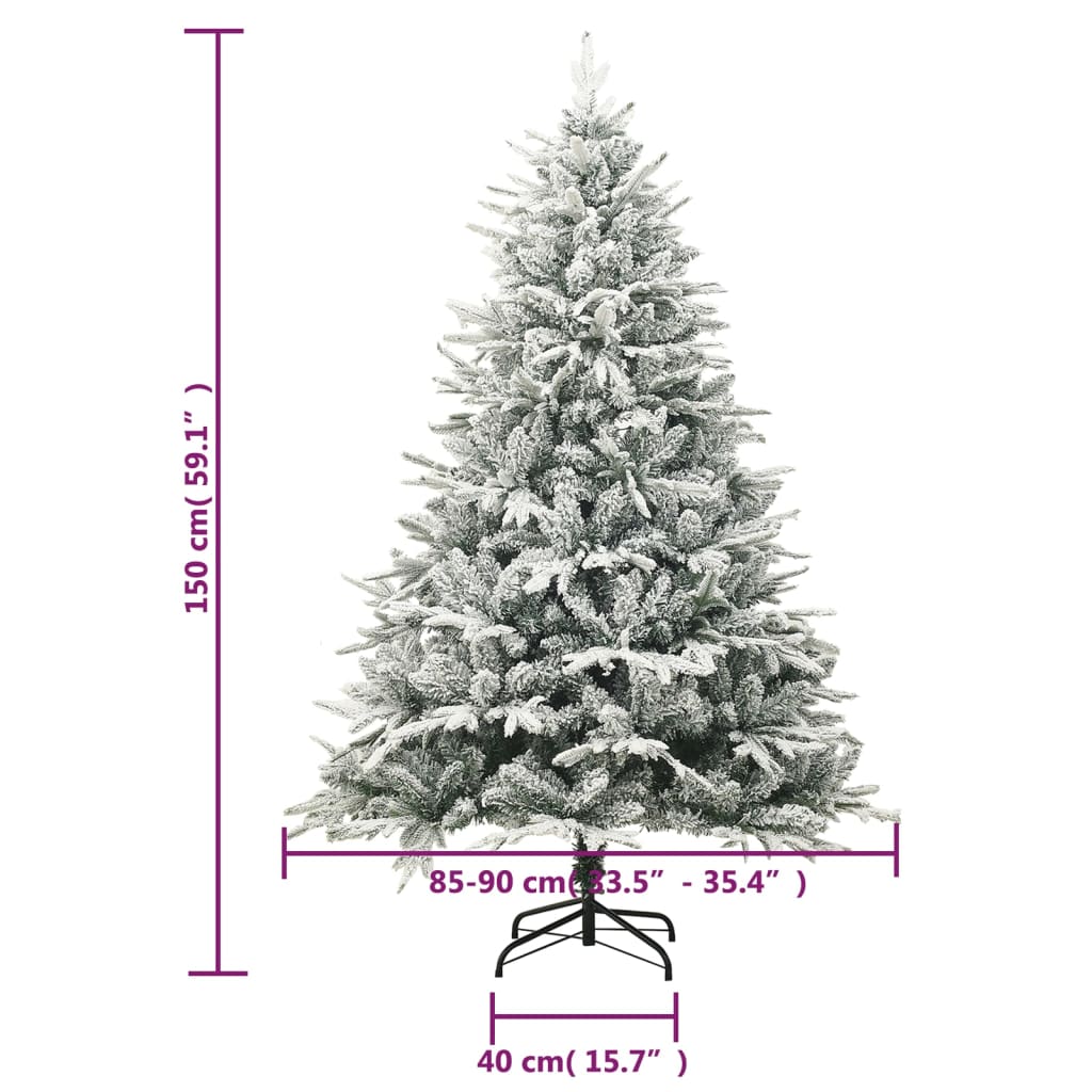 Albero di Natale Artificiale con Neve Verde 150 cm PVC e PE