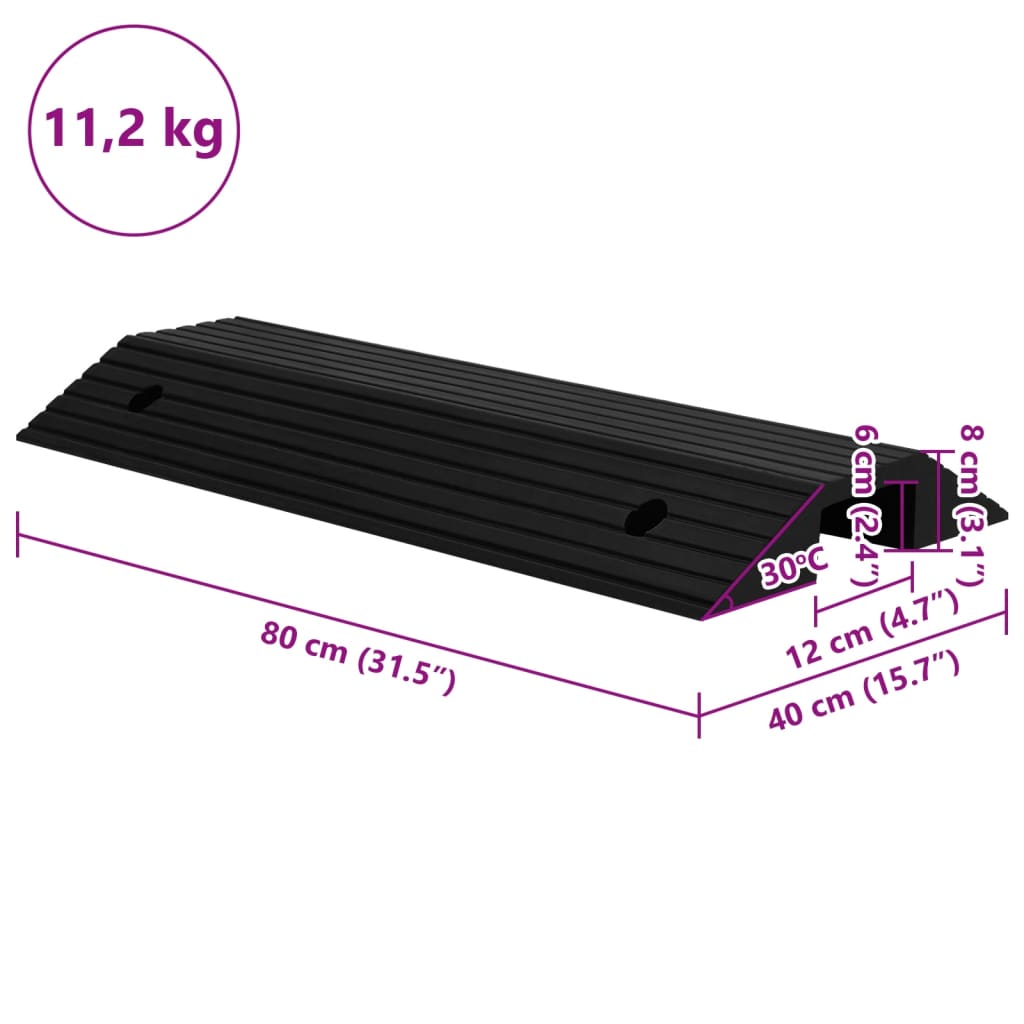 Rampe per Soglia a Ponte 2 pz 80x40x8 cm in Gomma | homemem39