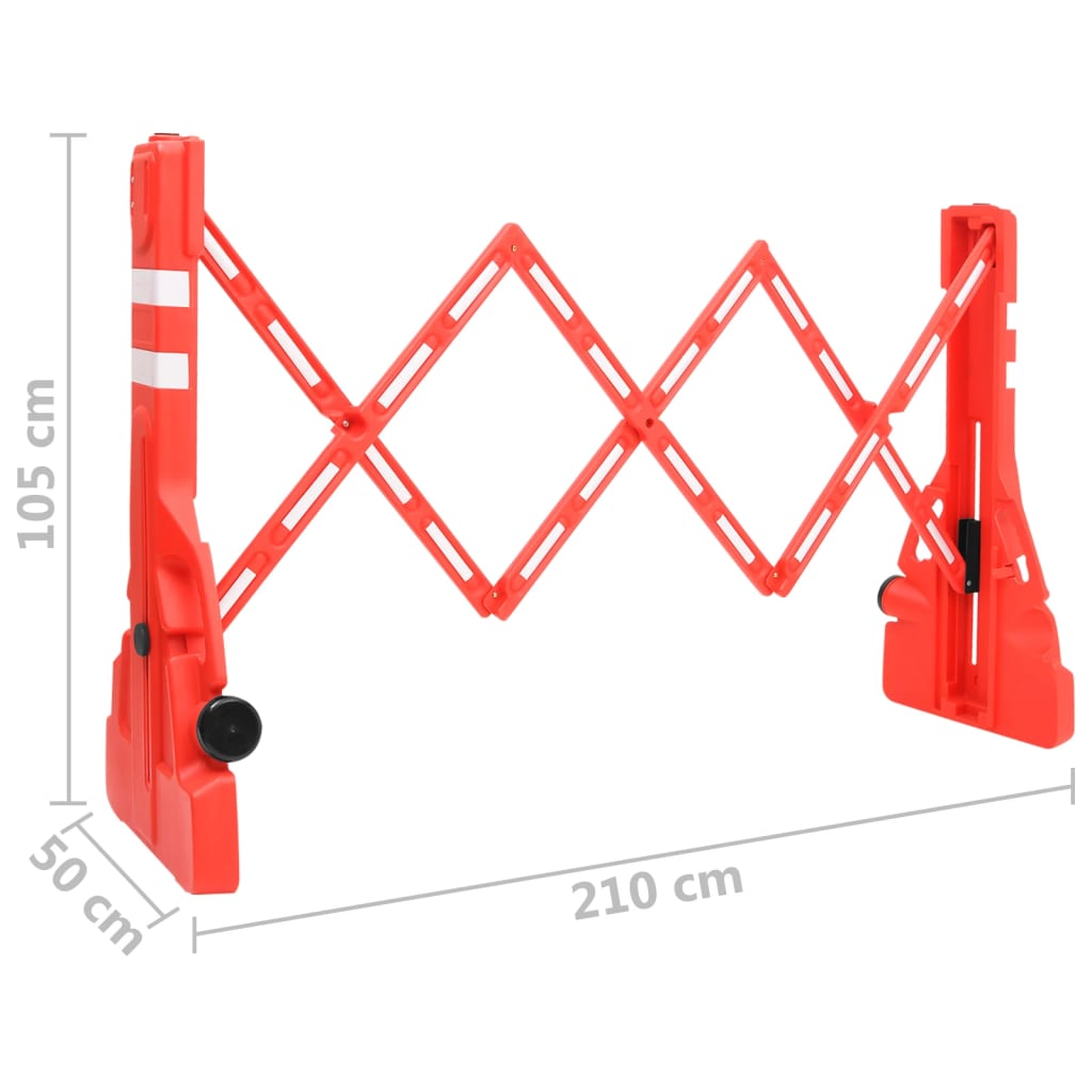 Barriera Stradale Pieghevole Rossa 210x50x105 cm | homemem39