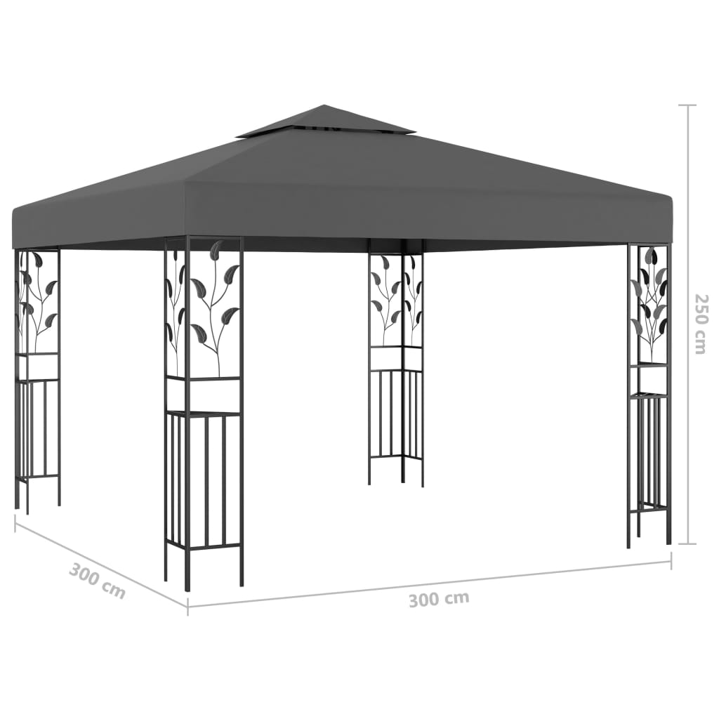 Gazebo con Stringa di Luci LED 3x3 m Antracite | homemem39