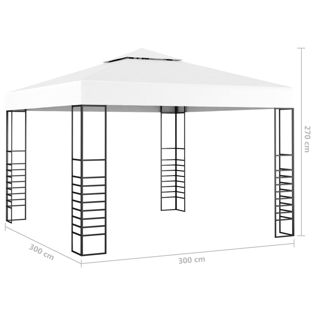 Gazebo da Giardino con Luci a Stringa LED 3x3 m Bianco | homemem39